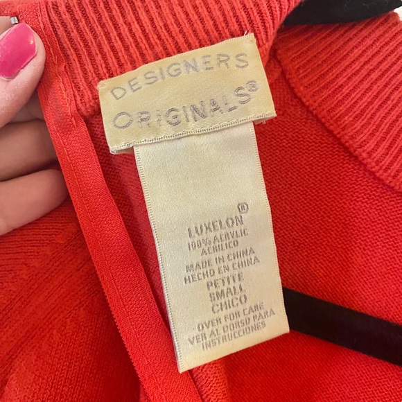 Vintage Designers Originals Tomato Red Acrylic Zip Back Sweater SZ S - Picture 4 of 5